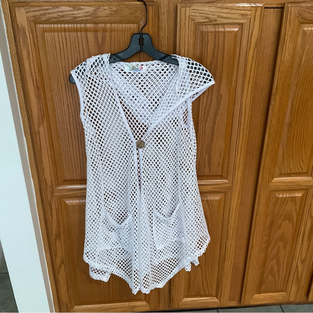 Beach Cover-Up  white Mesh NWOT